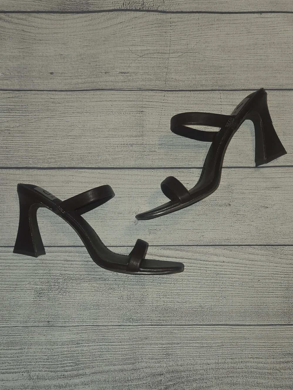 DV Dolce Vita Yorke Square-Toe High-Heel Dress Sandals Chocolate Brown Size 9.5